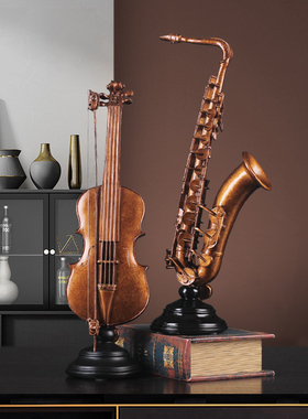 小提琴复古乐器摆件欧p式创意家居饰品红酒架书架酒柜客厅桌面摆