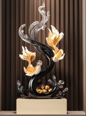 风生水起入户玄关造景招财鱼轻奢高档客J厅电视柜装饰品艺术大摆