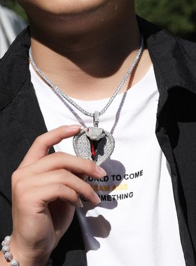 欧美跨境新品眼镜蛇嘻哈吊t坠铜镶锆石卡通ins个性男女潮吊坠配饰