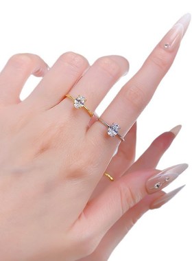 慕景珠宝 insk风鸽子蛋时尚基础款1克拉单钻戒指S925银欧美风钻戒