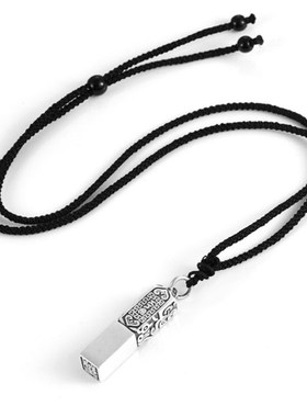 印章吊坠男士潮款l个性复古饕餮项链配饰品可刻字挂坠创意国风饰