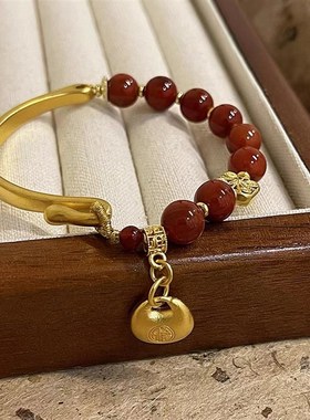 古法金锁包南红手链女半镯2v023年新款爆款手饰品轻奢小众精致手