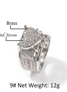 欧美嘻哈风微镶锆石爱心戒指重工设计感满钻复P古指环潮流新款饰