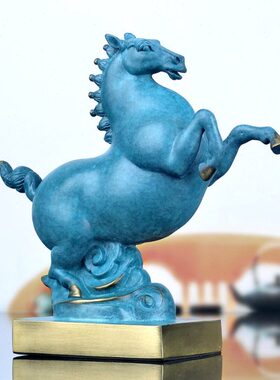 黄铜马摆件新中式家居饰品书房办公室摆件飞黄腾达礼品柜摆设唐马