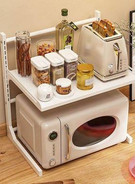 厨房伸缩微波炉架台面置物架多层家用烤箱电钣煲收纳架层高可调节