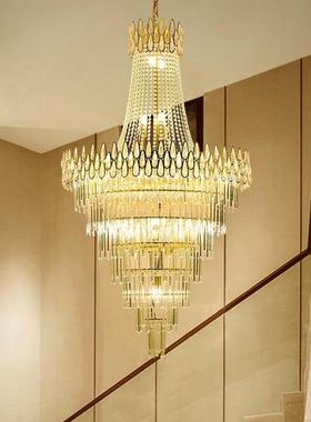 新款别墅复式楼客厅大吊灯跃层中空楼梯灯简约现代奢华轻奢水晶灯