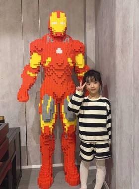 大颗粒积木马里奥积木开业摆件高难度益智拼装玩具1.8米钢铁侠