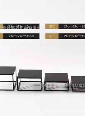 黑色金属小型铁架底座软装工艺品玄关中式盆景盆栽铁艺置物架摆设