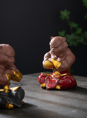 创意虎年老虎茶桌茶宠茶几摆件紫砂可养家居客厅酒柜X电视柜装饰