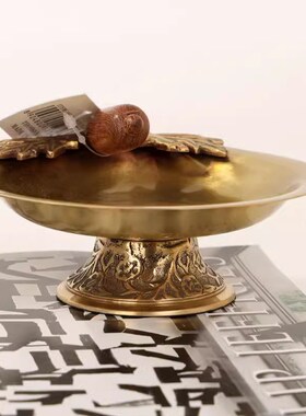 印度进口黄铜手工收纳果盘家用桌面玄关摆设样板T间奢华装饰摆饰