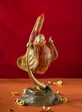 铜财神摆件希望你暴富店铺收银台办公室老板桌工R位装饰物开业礼