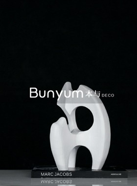 现代简约树脂创意几何黑白艺术软装饰H品摆件客厅样板间售楼处摆
