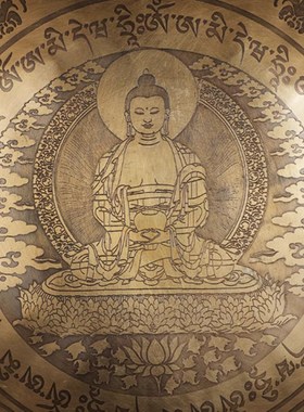 尼泊尔手工阿弥陀佛满月钵颂钵冥想声音悠扬音疗钵佛Y音钵装饰摆