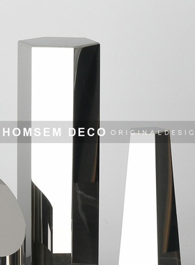 本现代简约镜面几何体水晶摆件 样板房间J售楼处玄关 桌面软装饰