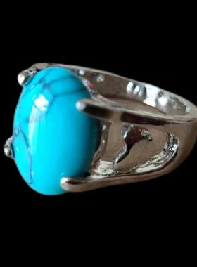 名族风合金镶嵌戒指松石款男女款戒指环食指板子尾戒指情侣礼物