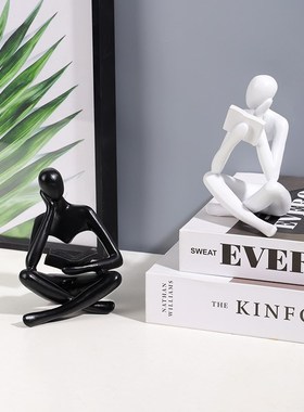 简约人物摆件创意客厅办公室书房家居摆设抽象阅读者艺术装饰品
