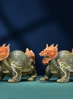彩铜龙龟摆件长寿龙头龟家居玄关摆设百福万寿图老人贺寿祝寿礼品