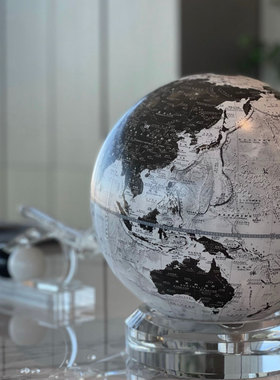 水晶底座】宏微地球仪轻奢手工书房客厅玄关开业节日礼品水晶摆件