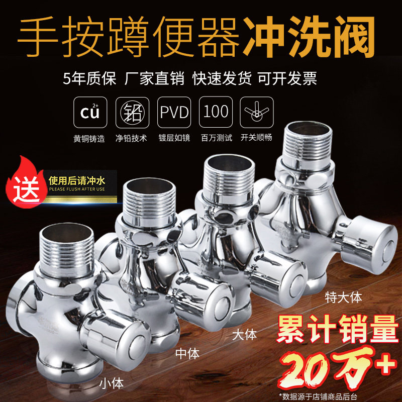 手按铜体延时按压式冲水大便小便池蹲便器冲洗厕所门开关 - 图0