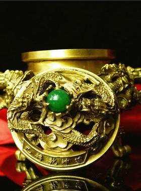 纯铜香炉摆件仿古九龙熏香炉用品居室檀香炉家居饰品工艺品摆件