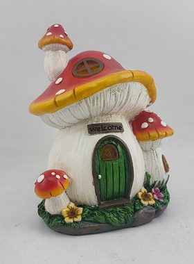 甄选花园蘑菇房子树脂摆件庭院草坪装饰品太阳能亮灯摆件