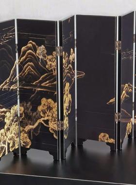 中古风书房桌面小屏风摆件复古创意侘寂风礼品古典漆器艺术工艺品