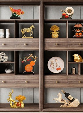 新中式酒柜摆g件轻奢高档办公室书柜装饰品客厅电视柜博古架工艺
