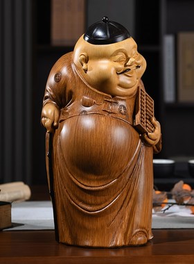 高端装饰摆件地主老爷一家人物雕塑客厅茶室空间博古架Z中式工艺