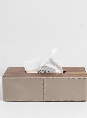 现代金色皮革纸巾盒抽纸盒洽谈桌茶几摆件家用样板间客户软装饰品