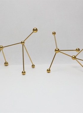 现代简约几何金属艺术摆件客厅电视柜酒柜样板间玄关W家居软装饰