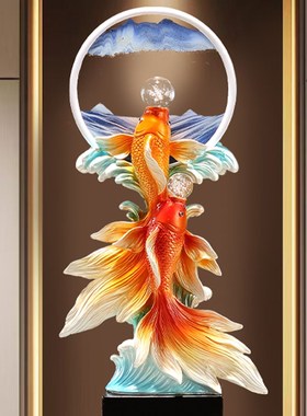 年年有鱼创意流沙画n摆件高级感客厅电视柜酒柜装饰品乔迁新居礼