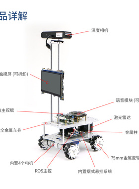 ROS机器人深度学习麦轮自动驾驶便携沙盘无人车英伟达jetson nano