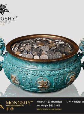 铜实心聚宝盆大号摆件家v居装饰品工艺品聚宝盆礼品摆件