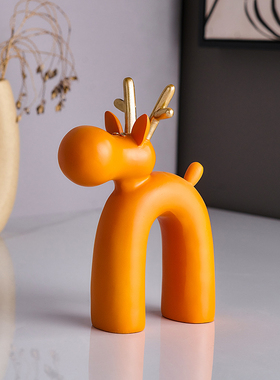 创意简约抽象动物鹿小摆件家居装饰品F电视柜酒柜样板房售楼处摆