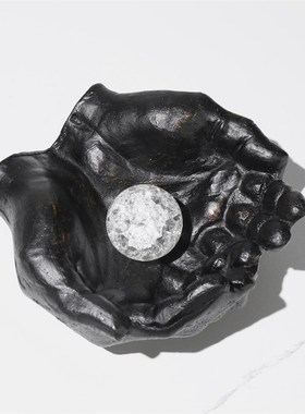 简约现代售楼处样板房间创意金B属黑色双手摆件家居客厅软装饰品