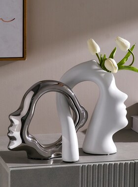 轻奢高档酒柜摆件高级感软装饰品创意玄关电视R柜客厅艺术花瓶摆