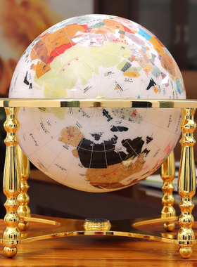 宝石四角地球仪办公室摆件工艺品家居客厅书房装S饰品摆设开业礼