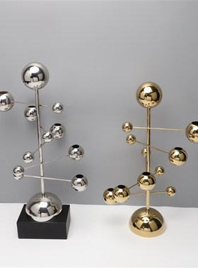 现代简约圆球螺旋烛台摆件样板房售楼部卧室书房客厅W桌面玄关饰