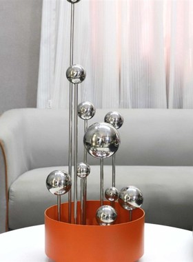 现代简约抽象几何金属圆球桌面摆件客厅卧室玄关酒店软装家居饰品