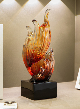 现代轻奢风生水起玄关摆件客厅展示柜酒柜抽象创意艺术品开业装饰