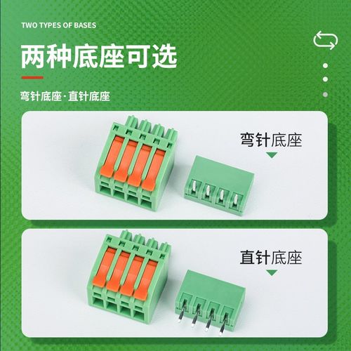 KF2EDG 3.5/3.81mm弹簧式快速接线端子插头绿色2 3 4 5 6 8 12Pin - 图3