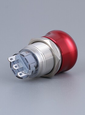 金属按钮急停开关19/22mm蘑菇头防水紧急开关红色不锈钢铝