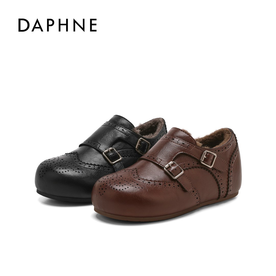 达芙妮加绒保暖勃肯鞋女2025新款冬季英伦复古风德比布洛克毛毛鞋,淘宝优惠券,粉丝福利购,淘宝优惠卷