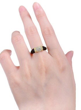 珠宝欧美新款925银中古感素金款K黑玛瑙戒指复古简约戒指环