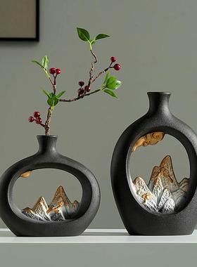 新中式禅意摆件创意陶瓷工艺品客厅玄关茶室摆设别墅样板房装饰品