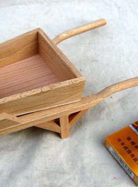 木制手工艺品翻斗车 小型农村老农具 农业劳动工具创意装饰品摆件