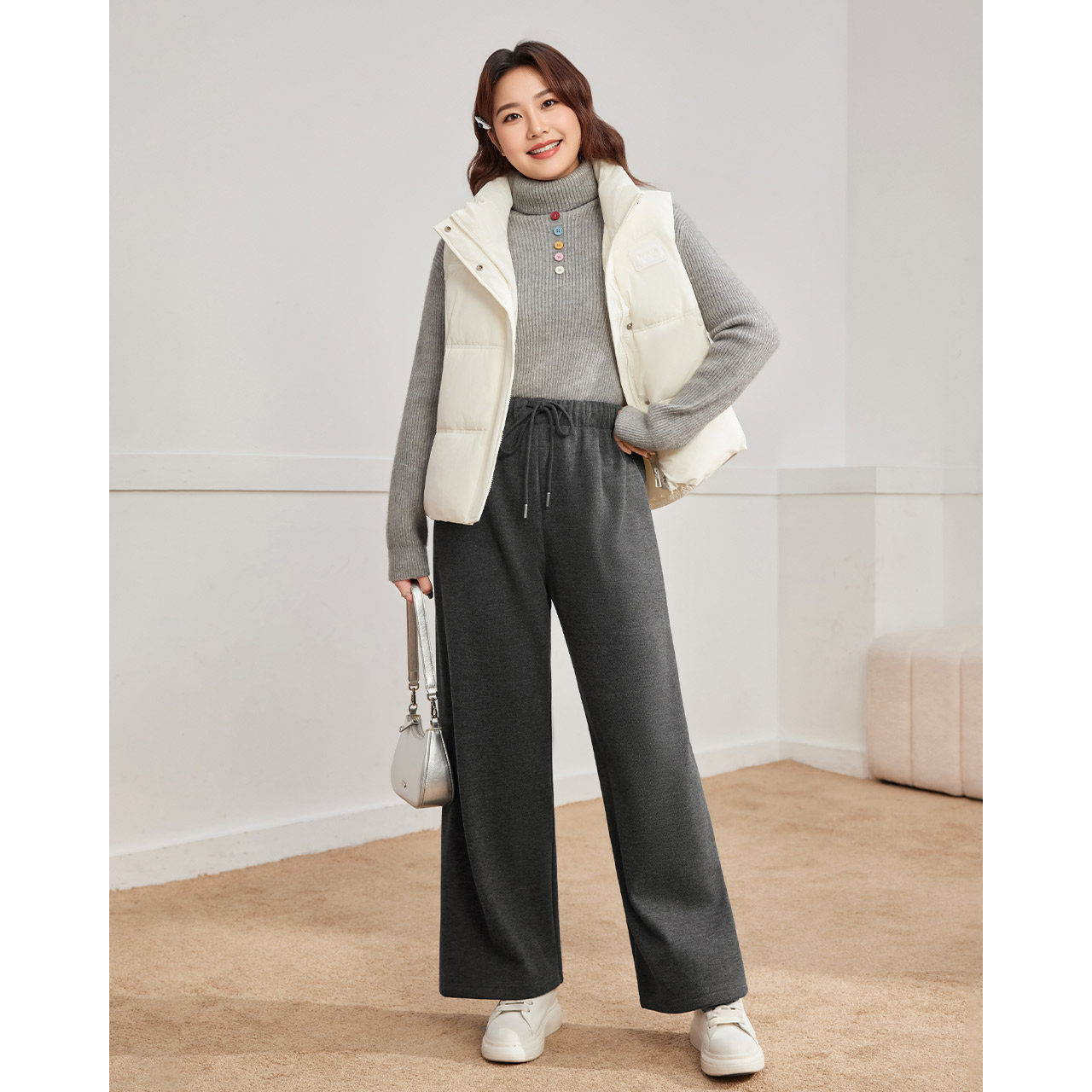 IEF/爱依服【大码女装】休闲裤子宽松bf慵懒风2025秋冬新款阔腿裤,淘宝优惠券,粉丝福利购,淘宝优惠卷