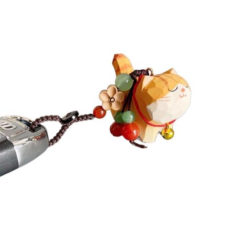 创意手工木雕猫咪汽车钥匙扣挂件女可G爱萌宠书包挂饰闺蜜礼物 - 图3