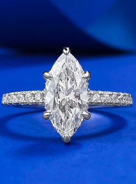 S925银欧美皇冠女p神马眼戒指高碳钻指环女欧美时尚简约情侣对戒