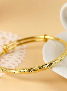 高级轻奢沙金手镯子女久不掉色手镯首饰品手环生日礼物黄金色手镯